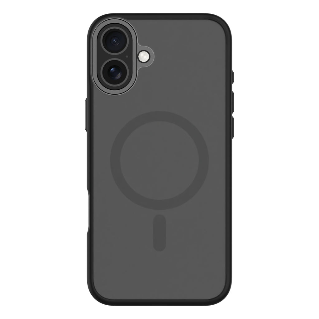Hybrid Soft  + Snap - Apple iPhone 16 Plus Case MagSafe Compatible - Clear Black, Rear View Frosted  Back with Phone
