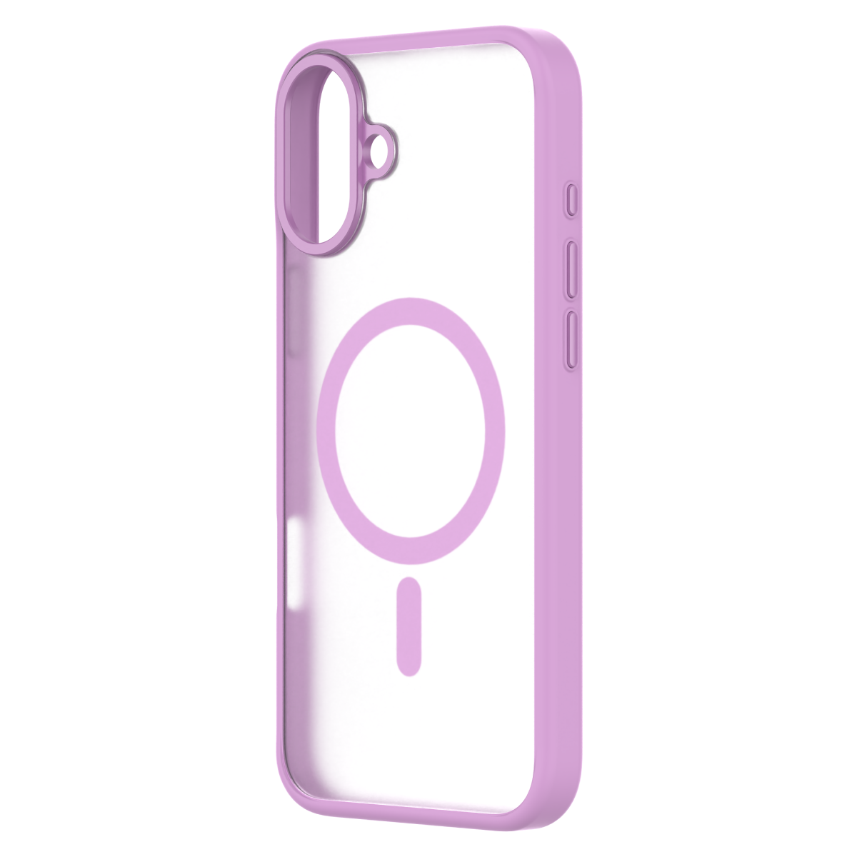 Hybrid Soft  + Snap - Apple iPhone 16 Plus Case MagSafe Compatible - Clear Pink, Angled Rear View Frosted  Back Without Phone