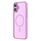 Hybrid Soft  + Snap - Apple iPhone 16 Plus Case MagSafe Compatible - Clear Pink, Angled Rear View Frosted  Back with Phone