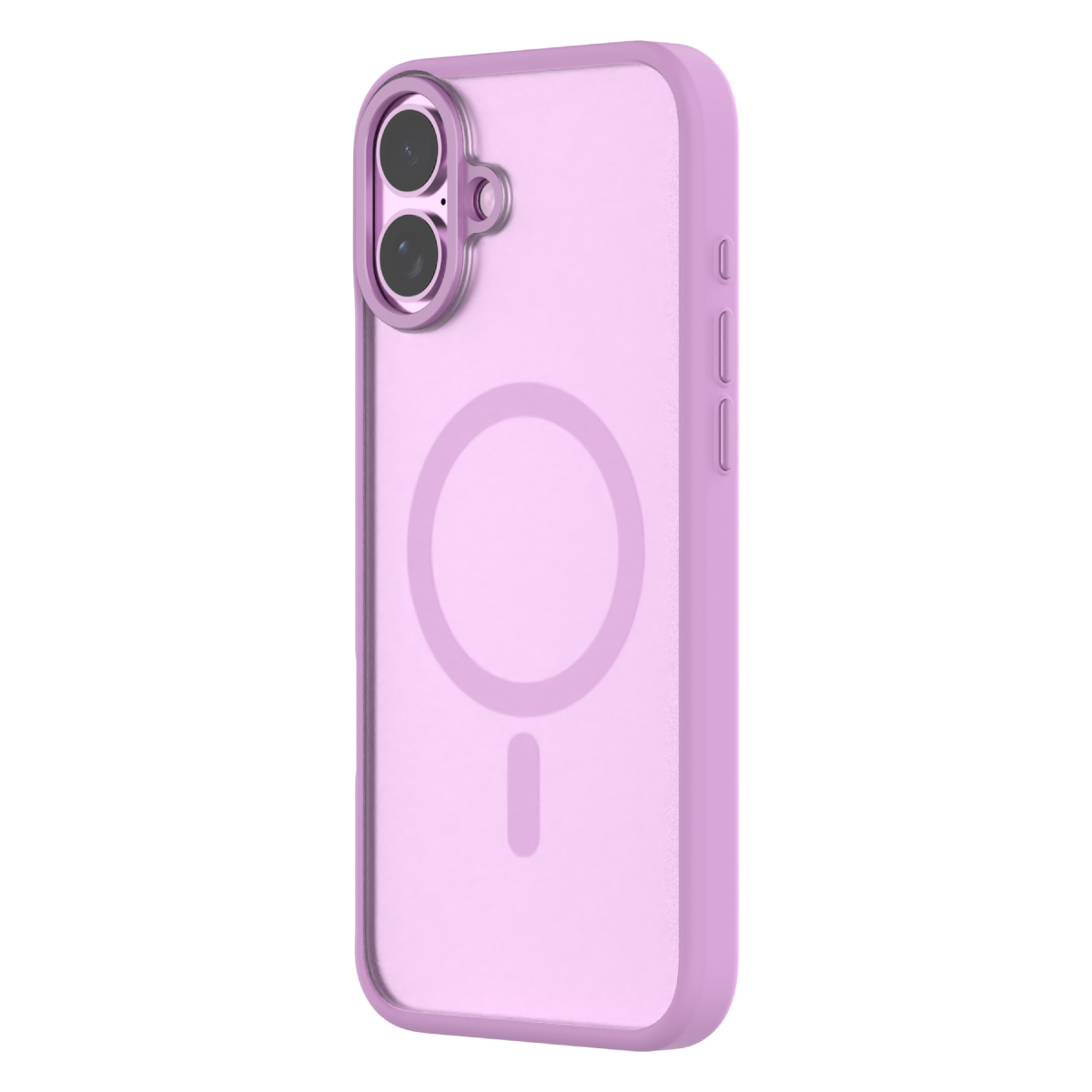 Hybrid Soft  + Snap - Apple iPhone 16 Plus Case MagSafe Compatible - Clear Pink, Angled Rear View Frosted  Back with Phone