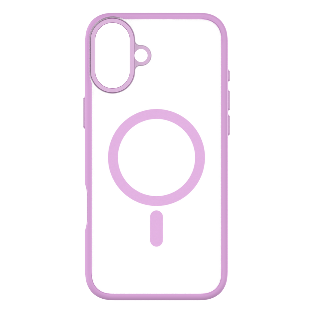 Hybrid Soft  + Snap - Apple iPhone 16 Plus Case MagSafe Compatible - Clear Pink, Rear View Frosted  Back Without Phone