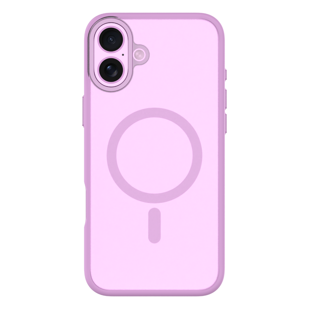 Hybrid Soft  + Snap - Apple iPhone 16 Plus Case MagSafe Compatible - Clear Pink, Rear View Frosted  Back with Phone