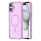 Hybrid Soft  + Snap - Apple iPhone 16 Plus Case MagSafe Compatible - Clear Pink, Side and Back View with Screen Display