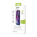 OptiGuard Eco Glass Plus - Apple iPhone 16 Pro Max Screen Protector - Clear with Black Frame, showcasing product packaging in white