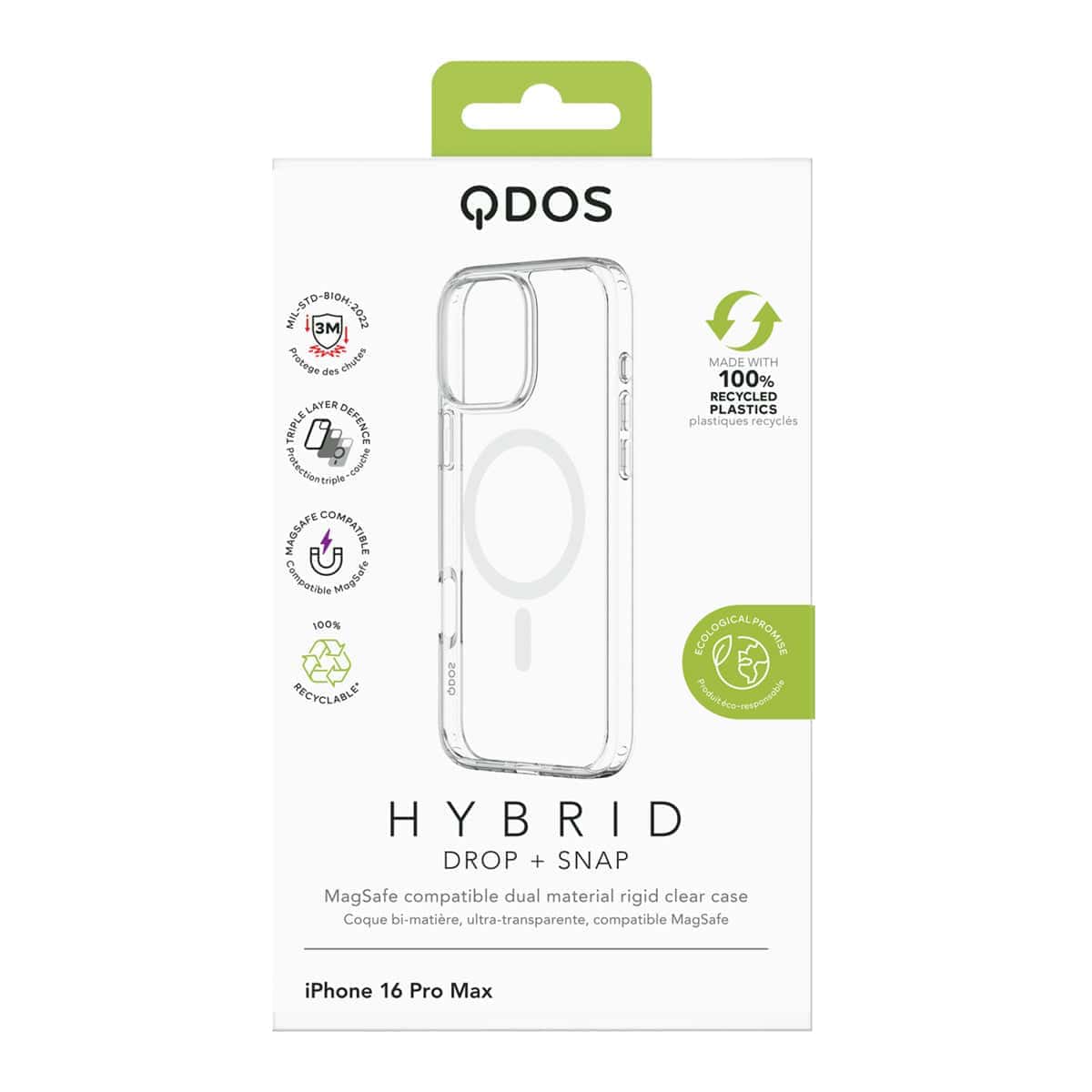 Hybrid Drop + Snap - Apple iPhone 16 Pro Max Case MagSafe Compatible - Clear, showcasing product packaging in white