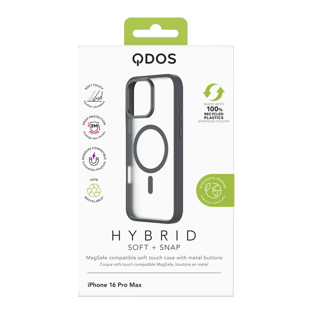 Hybrid Soft  + Snap - Apple iPhone 16 Pro Max Case MagSafe Compatible - Clear Black Titanium, showcasing product packaging in white