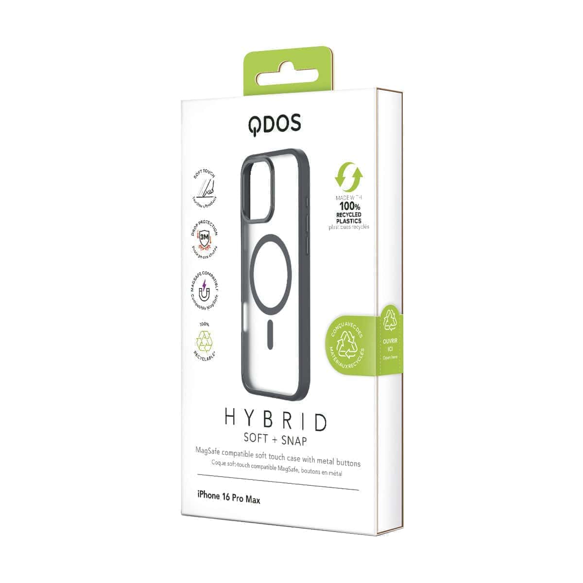 Hybrid Soft  + Snap - Apple iPhone 16 Pro Max Case MagSafe Compatible - Clear Black Titanium, showcasing product packaging in white