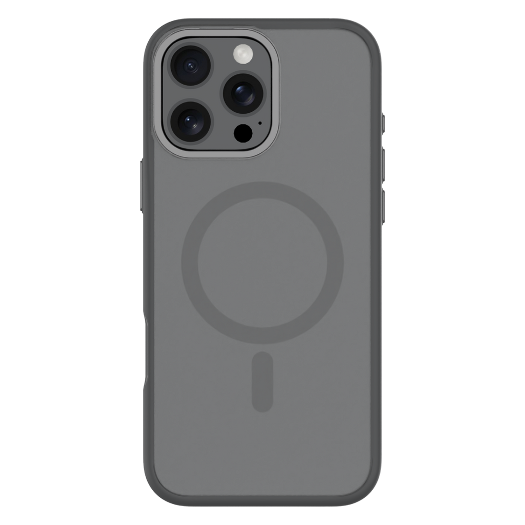 Hybrid Soft  + Snap - Apple iPhone 16 Pro Max Case MagSafe Compatible - Clear Black Titanium, Rear View Frosted  Back with Phone