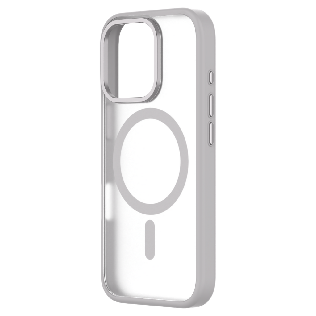 Hybrid Soft  + Snap - Apple iPhone 16 Pro Max Case MagSafe Compatible - Clear Natural Titanium, Angled Rear View Frosted  Back Without Phone
