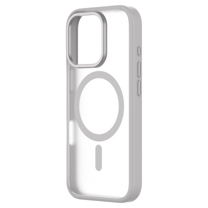Hybrid Soft  + Snap - Apple iPhone 16 Pro Max Case MagSafe Compatible - Clear Natural Titanium, Angled Rear View Frosted  Back Without Phone