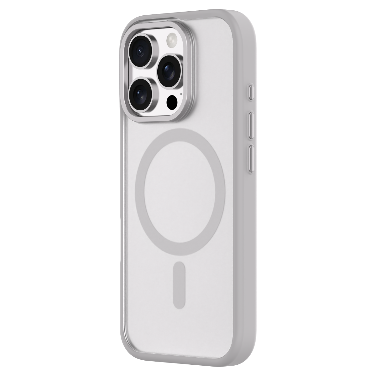 Hybrid Soft  + Snap - Apple iPhone 16 Pro Max Case MagSafe Compatible - Clear Natural Titanium, Angled Rear View Frosted  Back with Phone
