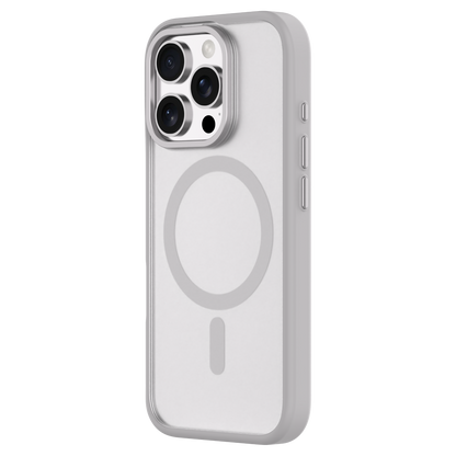 Hybrid Soft  + Snap - Apple iPhone 16 Pro Max Case MagSafe Compatible - Clear Natural Titanium, Angled Rear View Frosted  Back with Phone