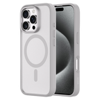 Hybrid Soft  + Snap - Apple iPhone 16 Pro Max Case MagSafe Compatible - Clear Natural Titanium, Side and Back View with Screen Display