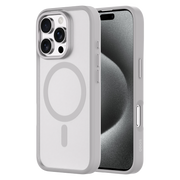 Hybrid Soft  + Snap - Apple iPhone 16 Pro Max Case MagSafe Compatible - Clear Natural Titanium, Side and Back View with Screen Display