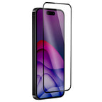 OptiGuard Eco Glass Plus - Apple iPhone 16 Pro Max Screen Protector - Clear with Black Frame, Right Angled Front View with Screen Protector applied on the Display of the Phone