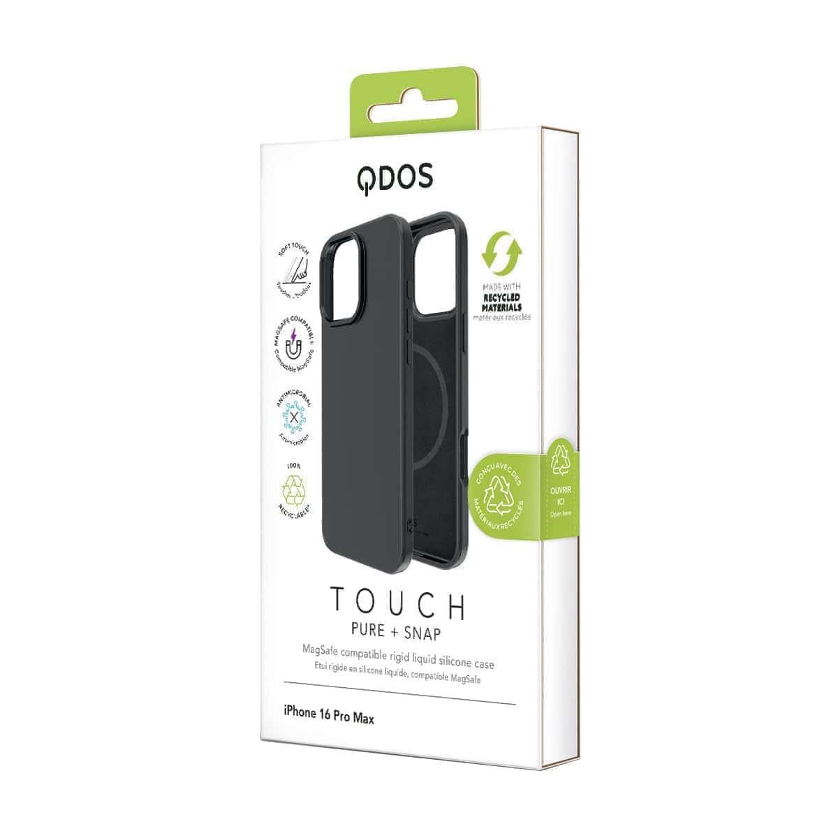 Touch Pure + Snap - Apple iPhone 16 Pro Max Case MagSafe Compatible - Black Titanium, showcasing product packaging in white