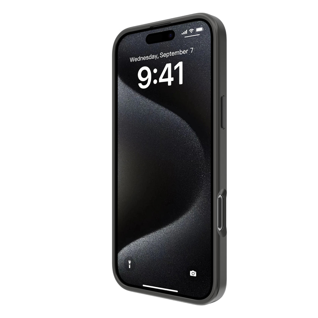 Touch Pure + Snap - Apple iPhone 16 Pro Max Case MagSafe Compatible - Black Titanium, Angled Front View with Screen Display