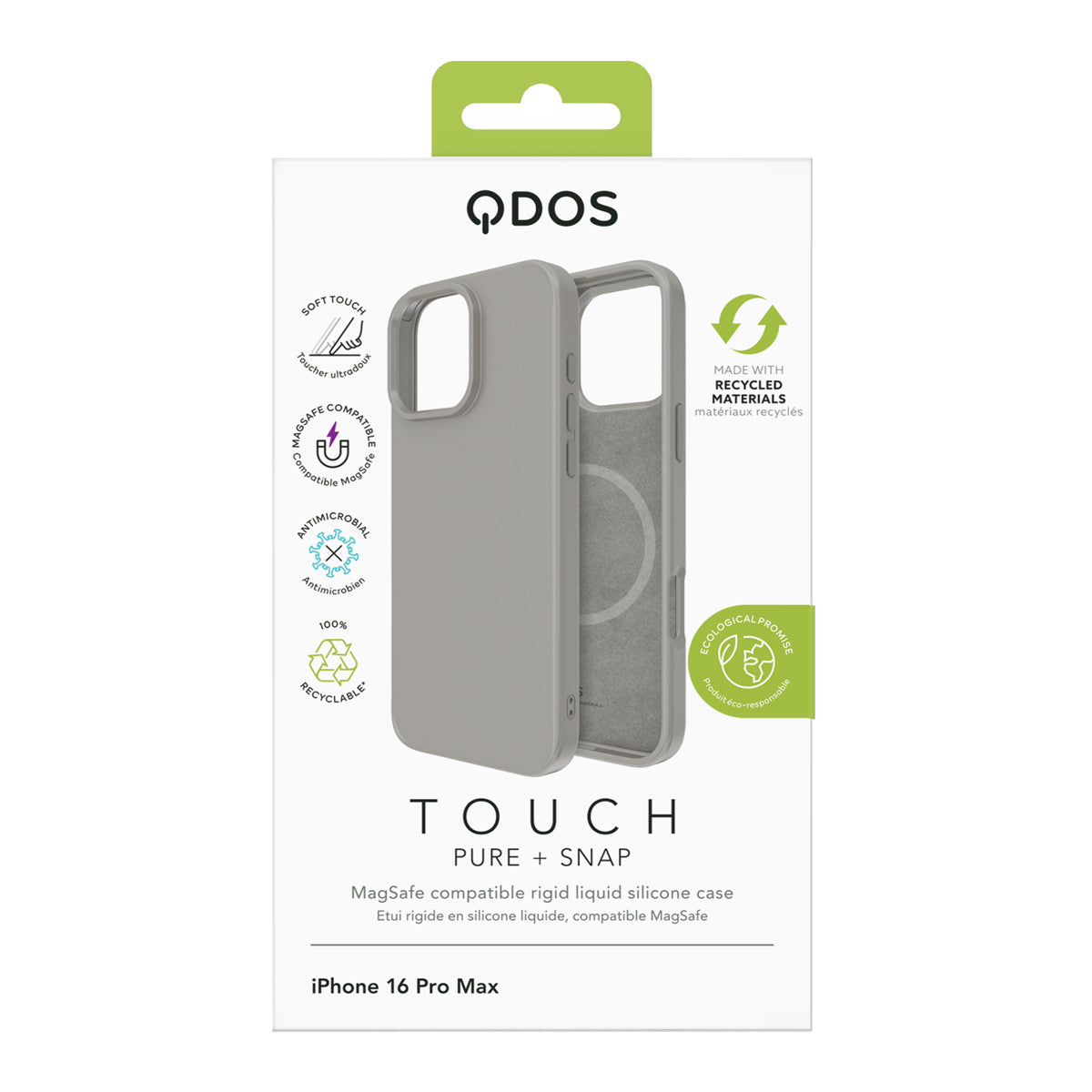 Touch Pure + Snap - Apple iPhone 16 Pro Max Case MagSafe Compatible - Natural Titanium, showcasing product packaging in white