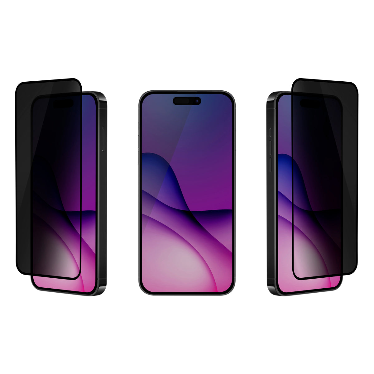 OptiGuard Eco Glass Privacy - Apple iPhone 16 Pro Max Screen Protector - Privacy Black, Different Angled View with Screen Protector applied on the Display of the Phone