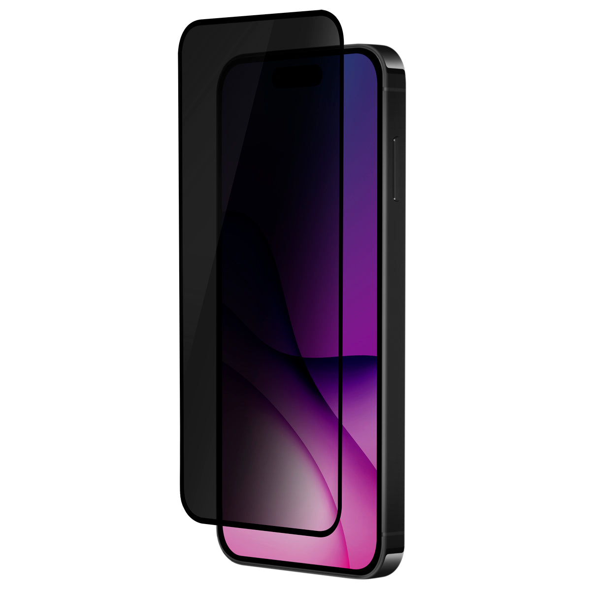 OptiGuard Eco Glass Privacy - Apple iPhone 16 Pro Max Screen Protector - Privacy Black, Left Angled Front View with Screen Protector applied on the Display of the Phone