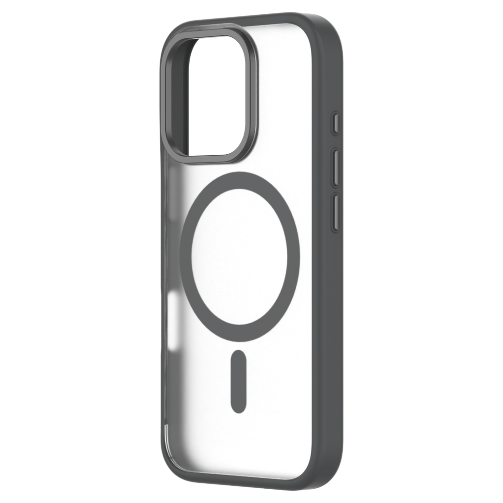 Hybrid Soft  + Snap - Apple iPhone 16 Pro Case MagSafe Compatible - Clear Black Titanium, Angled Rear View Frosted  Back Without Phone