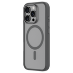 Hybrid Soft  + Snap - Apple iPhone 16 Pro Case MagSafe Compatible - Clear Black Titanium, Angled Rear View Frosted  Back with Phone