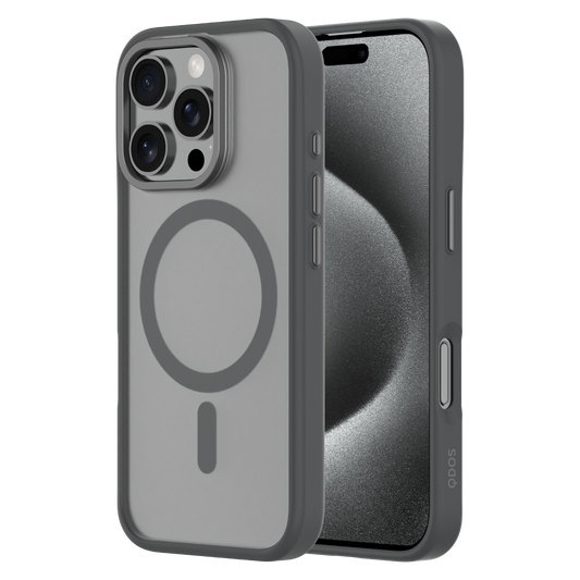 Hybrid Soft  + Snap - Apple iPhone 16 Pro Case MagSafe Compatible - Clear Black Titanium, Side and Back View with Screen Display