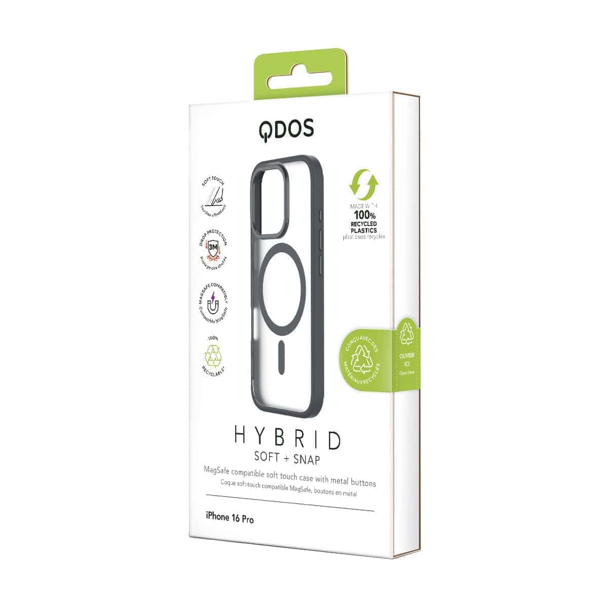 Hybrid Soft  + Snap - Apple iPhone 16 Pro Case MagSafe Compatible - Clear Black Titanium, showcasing product packaging in white