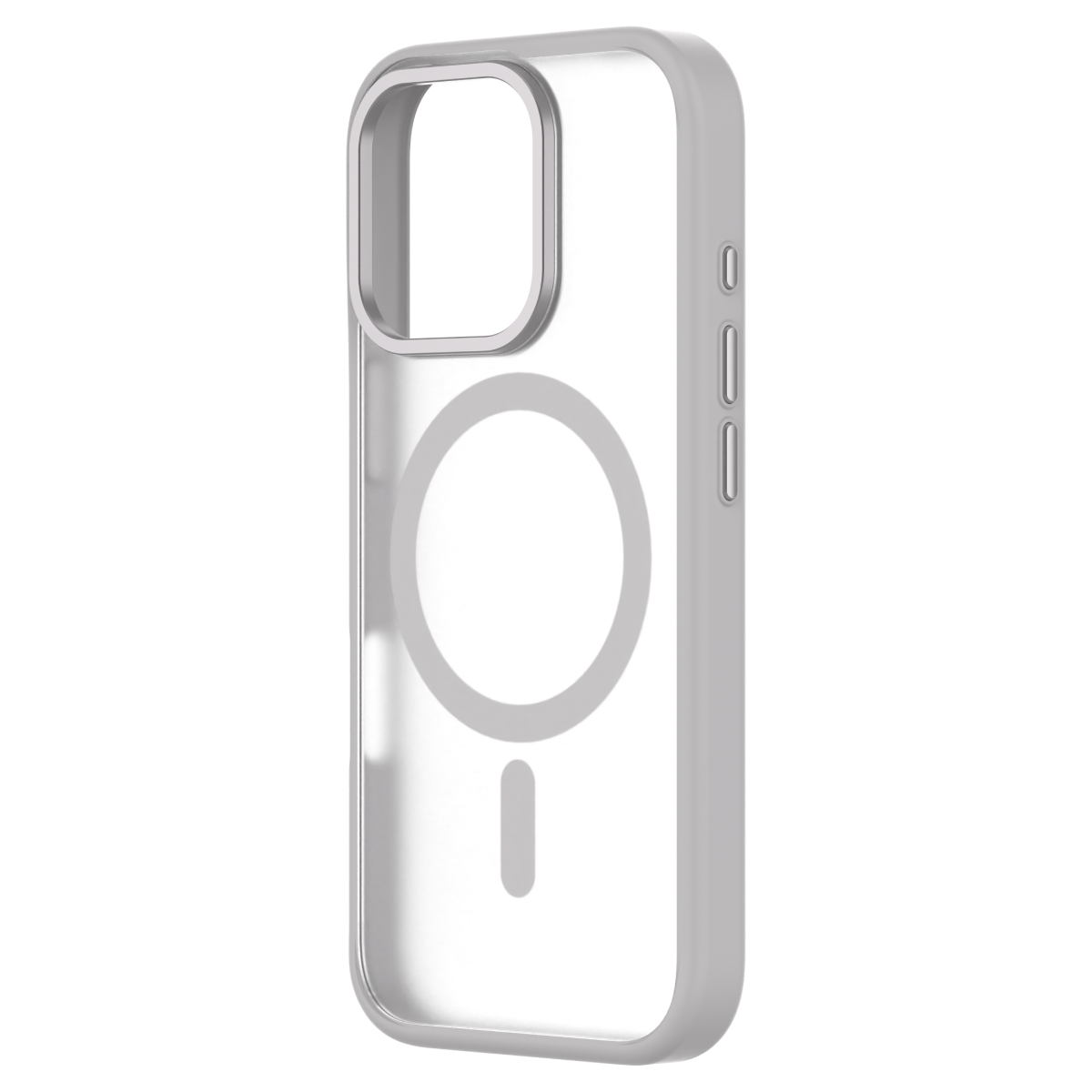 Hybrid Soft  + Snap - Apple iPhone 16 Pro Case MagSafe Compatible - Clear Natural Titanium, Angled Rear View Frosted  Back Without Phone