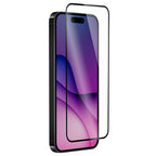 OptiGuard Eco Glass Plus - Apple iPhone 16 Pro Screen Protector - Clear with Black Frame, Right Angled Front View with Screen Protector applied on the Display of the Phone