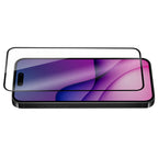 OptiGuard Eco Glass Plus - Apple iPhone 16 Pro Screen Protector - Clear with Black Frame, Angled Front View with Screen Protector applied on the Display of the Phone