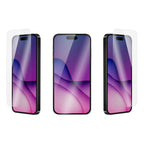 OptiGuard Eco Glass - Apple iPhone 16 Pro Screen Protector - Clear, Different Angled View with Screen Protector applied on the Display of the Phone