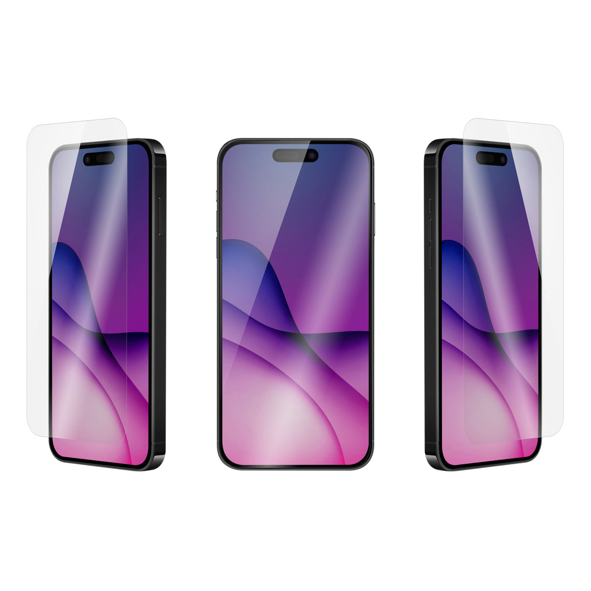 OptiGuard Eco Glass - Apple iPhone 16 Pro Screen Protector - Clear, Different Angled View with Screen Protector applied on the Display of the Phone