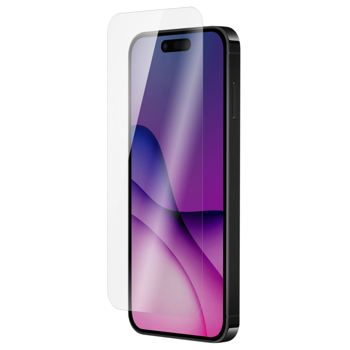 OptiGuard Eco Glass - Apple iPhone 16 Pro Screen Protector - Clear, Left Angled Front View with Screen Protector applied on the Display of the Phone