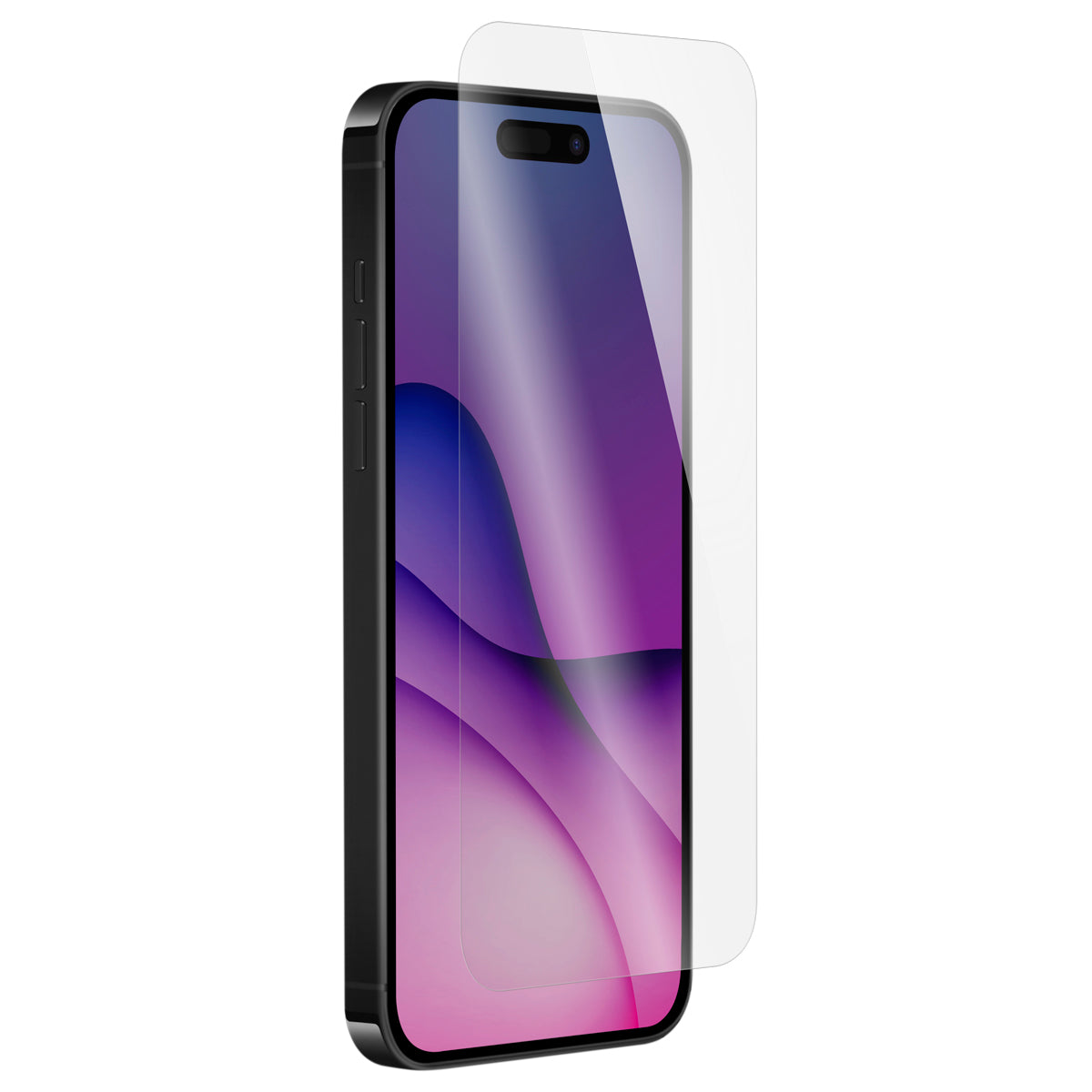 OptiGuard Eco Glass - Apple iPhone 16 Pro Screen Protector - Clear, Right Angled Front View with Screen Protector applied on the Display of the Phone