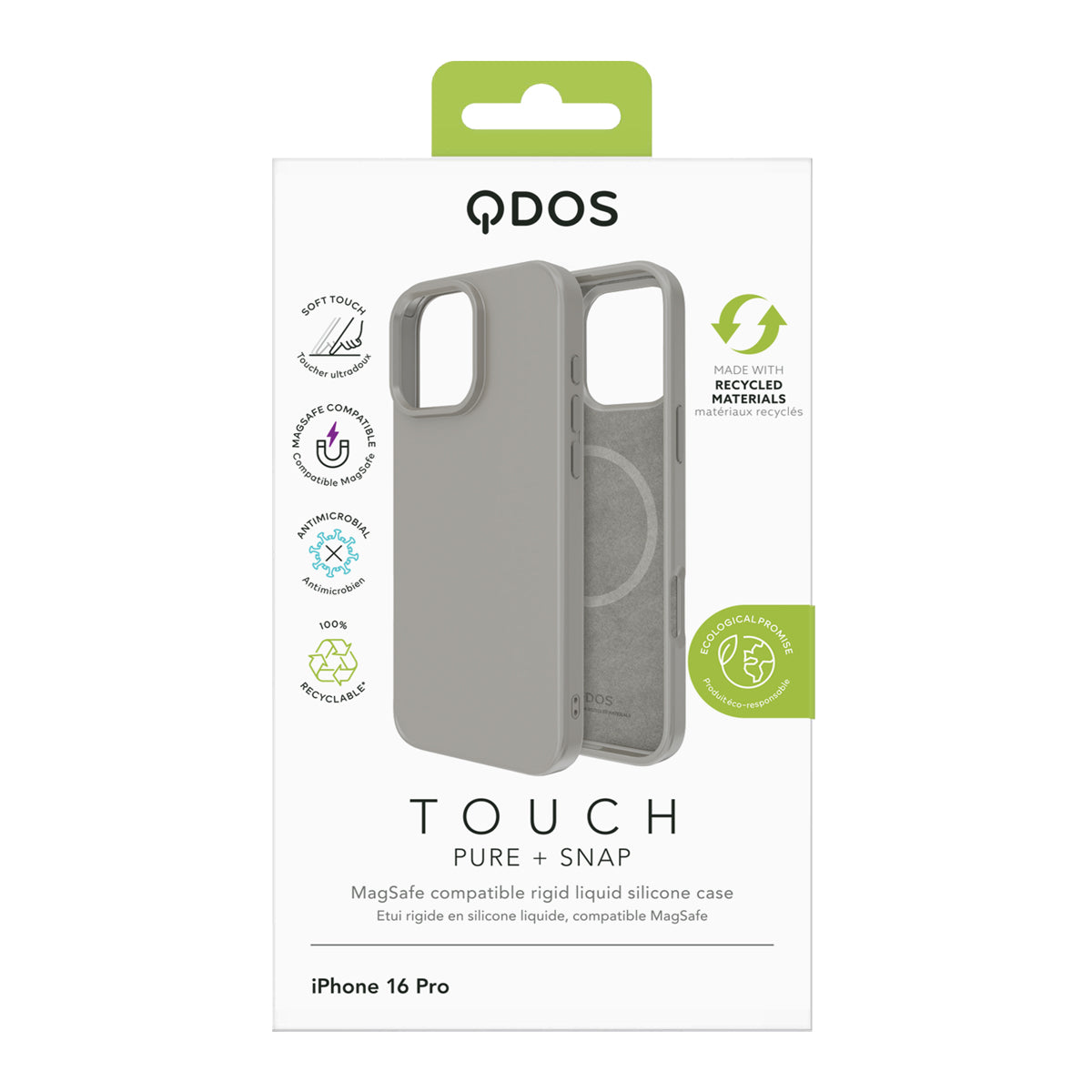 Touch Pure + Snap - Apple iPhone 16 Pro Case MagSafe Compatible - Natural Titanium, showcasing product packaging in white