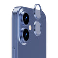 OptiRings - Apple iPhone 16, iPhone 16 Plus Camera Lens Protector - Blue, Right Angled Close Up View of Camera Lens Protector apply to the Phone