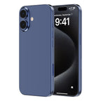 OptiRings - Apple iPhone 16, iPhone 16 Plus Camera Lens Protector - Blue, Side and Back View of the Phone with Camera Lens Protector applied