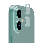 OptiRings - Apple iPhone 16, iPhone 16 Plus Camera Lens Protector - Green, Right Angled Close Up View of Camera Lens Protector apply to the Phone