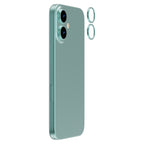 OptiRings - Apple iPhone 16, iPhone 16 Plus Camera Lens Protector - Green, Right Angled Zoom Out View of Camera Lens Protector applied to the Phone