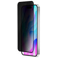 OptiGuard Eco Glass Privacy - Apple iPhone 16, iPhone 15 Screen Protector - Privacy Black, Left Angled Front View with Screen Protector applied on the Display of the Phone