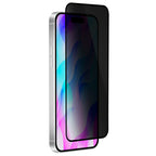 OptiGuard Eco Glass Privacy - Apple iPhone 16, iPhone 15 Screen Protector - Privacy Black, Right Angled Front View with Screen Protector applied on the Display of the Phone