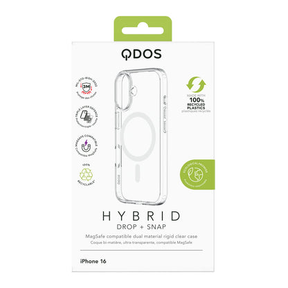Hybrid Drop + Snap - Apple iPhone 16 Case MagSafe Compatible - Clear, showcasing product packaging in white