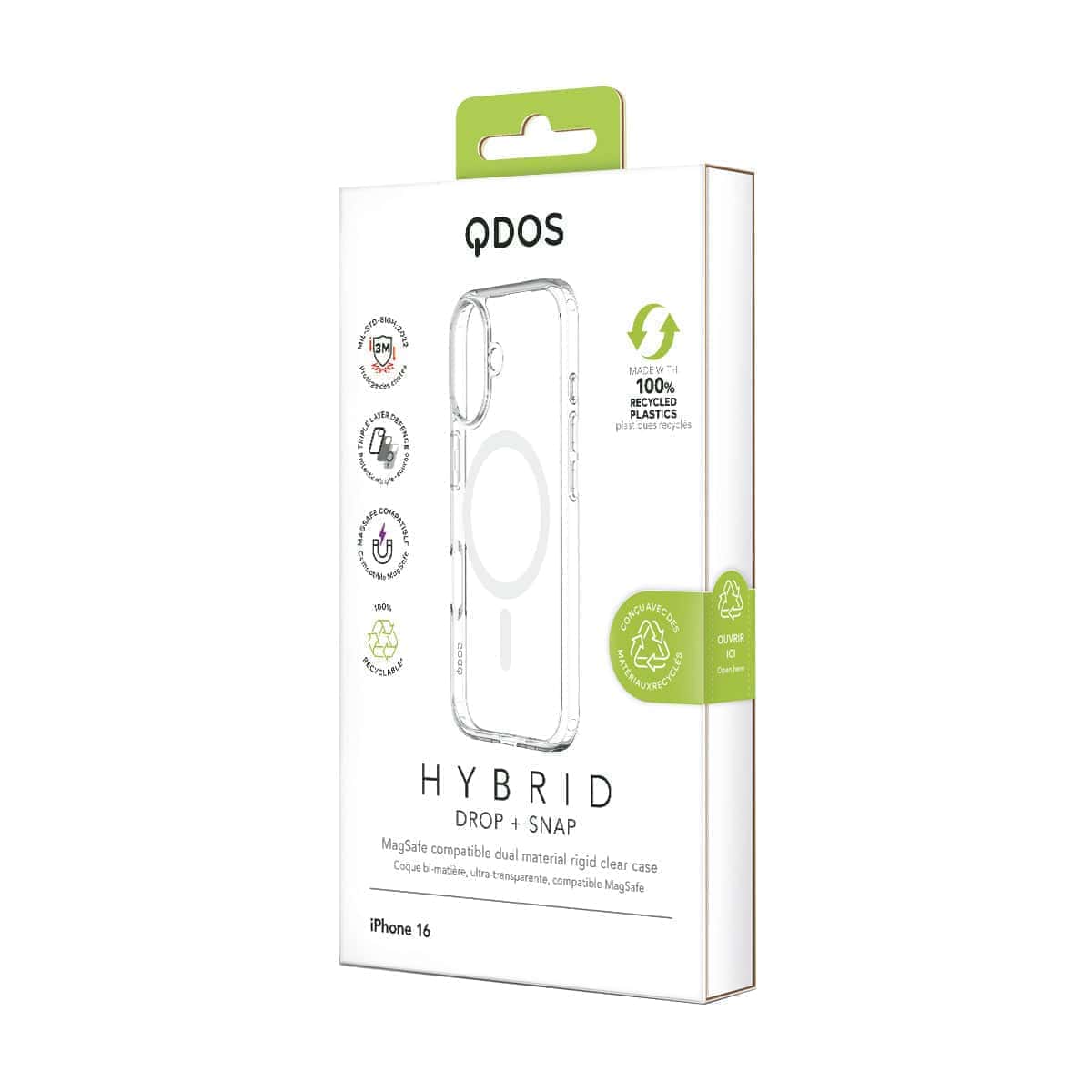 Hybrid Drop + Snap - Apple iPhone 16 Case MagSafe Compatible - Clear, showcasing product packaging in white