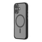 Hybrid Soft  + Snap - Apple iPhone 16 Case MagSafe Compatible - Clear Black, Angled Rear View Frosted  Back with Phone