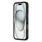 Hybrid Soft  + Snap - Apple iPhone 16 Case MagSafe Compatible - Clear Black, Angled Front View with Screen Display