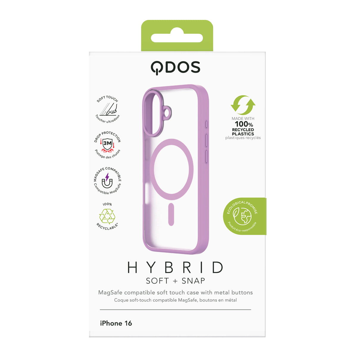 Hybrid Soft  + Snap - Apple iPhone 16 Case MagSafe Compatible - Clear Pink, showcasing product packaging in white