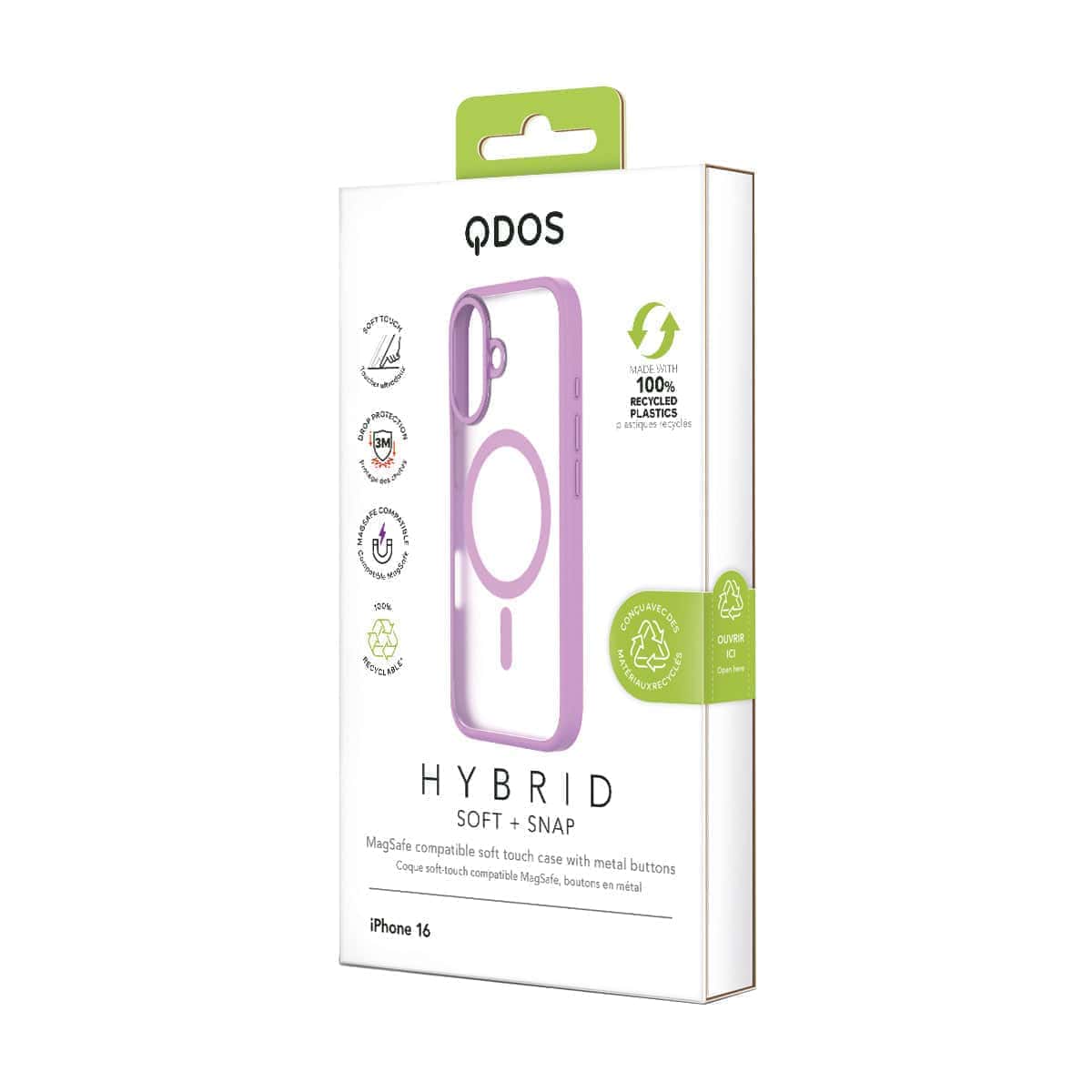 Hybrid Soft  + Snap - Apple iPhone 16 Case MagSafe Compatible - Clear Pink, showcasing product packaging in white