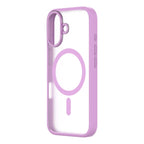Hybrid Soft  + Snap - Apple iPhone 16 Case MagSafe Compatible - Clear Pink, Angled Rear View Frosted  Back Without Phone