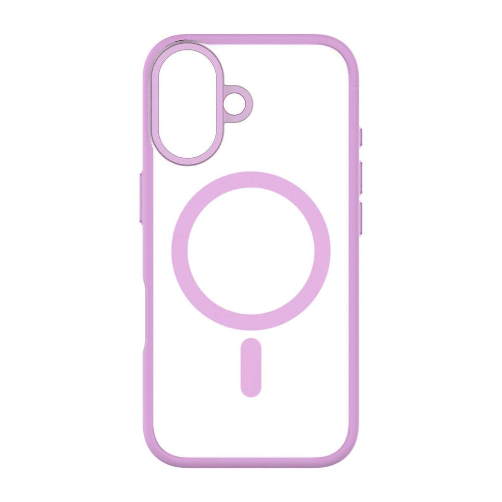 Hybrid Soft  + Snap - Apple iPhone 16 Case MagSafe Compatible - Clear Pink, Rear View Frosted  Back Without Phone